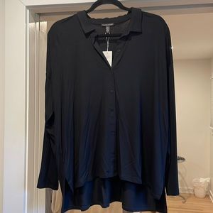 Eileen fisher black collar shirt sz L. NWT